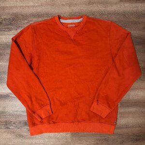 Izod Crewneck Sweater Mens Large Burnt Orange Long Sleeve Polyester Sweatshirt
